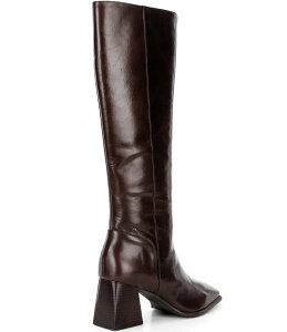 �W�[�r�[ ���f�B�[�X �V���[�Y �u�[�c�E���C���u�[�c �g�[�� �u�[�c ���U�[ �q�[�� GB Sole-Sister Glossy Leather Square Toe Block Heel Tall Boots Dark Cappuccino