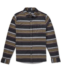 �n�[���[ �����Y �g�b�v�X �V���c Hurley Portland Striped Long Sleeve Flannel Shirt Black �u���b�N