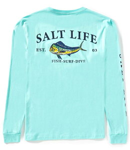 �\���g���C�t �����Y �g�b�v�X �V���c T�V���c Salt Life Painted Mahi Long Sleeve T-Shirt Aruba Blue �u���[