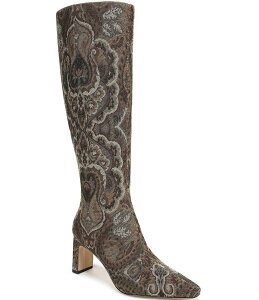 TGf} fB[X V[Y u[cECu[c vg g[ u[c Sam Edelman Sylvia Paisley Print Fabric Tall Dress Boots Olive Multi I[u