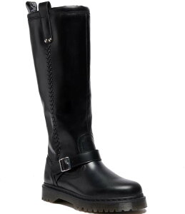 hN^[}[` fB[X V[Y u[cECu[c U[ Dr. Martens Women's Anistone Leather Buckle Hardware Knee Hi Boots Black ubN