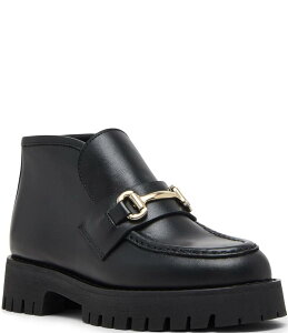 XeB[u }f fB[X V[Y IbNXtH[h vbgtH[ U[ [t@[ Steve Madden Leon Leather Bit Buckle Hight-Top Platform Loafers Black ubN