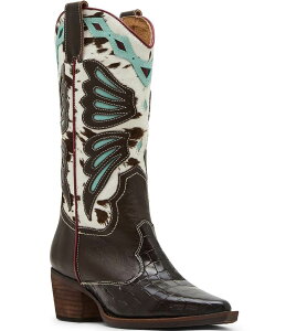 XeB[u }f fB[X V[Y u[cECu[c vg u[c U[ Steve Madden Arroyo Leather Cow Print Haircalf Western Boots Blue/Multi u[