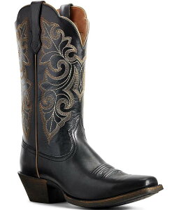 �A���A�g ���f�B�[�X �V���[�Y �u�[�c�E���C���u�[�c ���U�[ Ariat Women's Round Up Square Toe Leather Mid Calf Western Boots Limousine Black �u���b�N