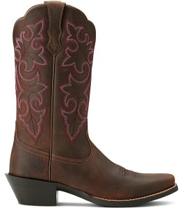 �A���A�g ���f�B�[�X �V���[�Y �u�[�c�E���C���u�[�c ���U�[ Ariat Women's Round Up Square Toe Leather Mid Calf Western Boots Powder Brown �u���E��