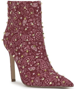 WFVJVv\ fB[X V[Y u[cECu[c vg u[c Jessica Simpson Wilonix Bandana Print Studded Pointed Toe Booties Granada/White zCg