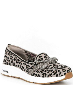 �X�P�b�`���[�Y ���f�B�[�X �V���[�Y �p���v�X Skechers x Martha Stewart Women's Arch Fit Living Leopard Bow Skimmer Flats Leopard �A�j�}��