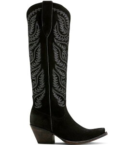 AAg fB[X V[Y u[cECu[c XG[h u[c Ariat Women's Laramie StretchFit Suede Over-the-Knee Western Boots Distressed Black ubN