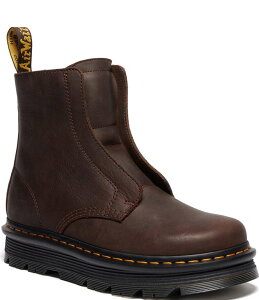 hN^[}[` fB[X V[Y u[cECu[c [X U[ Dr. Martens Zebzag Leather Laceless Booties Dark Brown uE