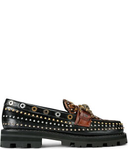 J[gWFCK[h fB[X V[Y IbNXtH[h XG[h U[ [t@[ Kurt Geiger London Kurt Geiger Mansion Patent Leather and Suede Studded Bit Buckle Loafers Charcoal `R[