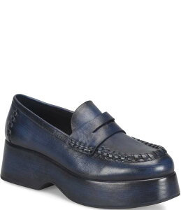 R[NC[Y fB[X V[Y Xb|E[t@[ vbgtH[ U[ [t@[ Kork-Ease Pixie Leather Platform Penny Loafers Navy lCr[