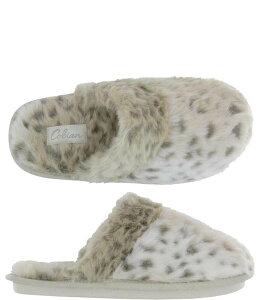 RrA fB[X V[Y T_ Cobian Minouu Fuzzy Faux Fur Snow Leopard Mule Slipper Snow Leopard Aj}