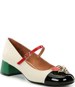�W�F�t���[ �L�����x�� ���f�B�[�X �V���[�Y �q�[�� ���U�[ Jeffrey Campbell Jitterbug Patent Leather Mary Jane Pumps Ivory/Black Combo �A�C�{���[