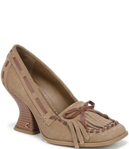 TGf} fB[X V[Y q[ XG[h [t@[ Circus NY by Sam Edelman Ainsley Suede Kiltie Bow Loafer Pumps Honeyed Oak