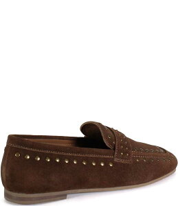 fBogD[ fB[X V[Y pvX XG[h [t@[ Diba True Can Yon Studded Suede Square Toe Loafers Chocolate `R[g