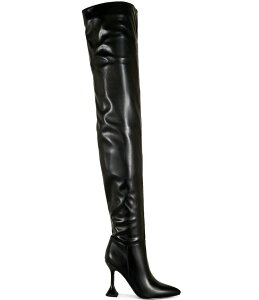 AUA  fB[X V[Y u[cECu[c q[ Azalea Wang Stephan Pointed Toe Flare Heel Thigh High Boots Black ubN