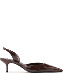 �V���b�c ���f�B�[�X �V���[�Y �q�[�� ���U�[ Schutz Paola Patent Leather Pointed Toe Mid Stiletto Pumps Root Brown �u���E��