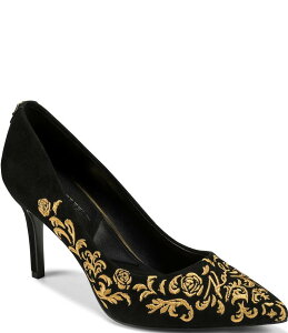 J[ K[tFh fB[X V[Y q[ XG[h KARL LAGERFELD PARIS Royale Rococo Suede Pumps Black ubN
