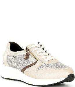 yz tBXg fB[X Xj[J[ V[Y Kim Suede and Leather Dotted Zipper Sneakers Tan/White