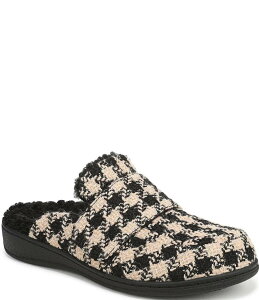 oCIjbN fB[X V[Y T_ Vionic Gemma Houndstooth Patterned Mule Slippers Black/Cream N[