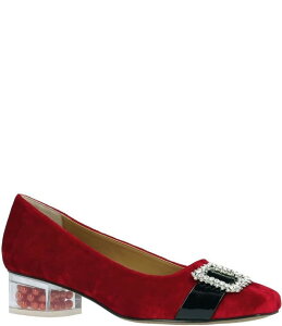 yz WFCj[ fB[X q[ V[Y Kreengle Velvet Rhinestone Buckle Ornament Strap Holiday Pumps Red/Black