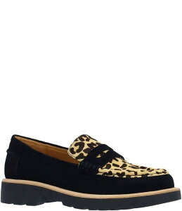 [hs[h fB[X V[Y IbNXtH[h U[ Black/Brown L'Amour Des Pieds Yolandi Suede Leopard Calf Hair Penny Loafers