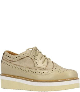 [hs[h fB[X V[Y IbNXtH[h vbgtH[ XG[h u[O U[ L'Amour Des Pieds Zorielle Leather and Suede Brogue Detail Platform Wedge Oxfords Platino/Taupe g[v