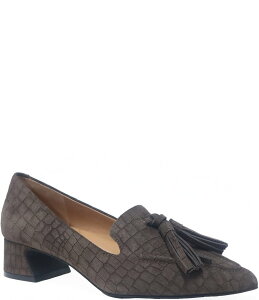 WFg\EY fB[X V[Y pvX XG[h [t@[ Gentle Souls Glova Croco Embossed Suede Tassel Loafer Pumps Chocolate `R[g