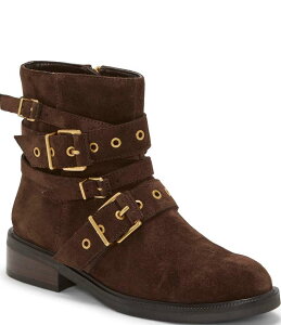 BXJ[g fB[X V[Y u[cECu[c XG[h u[c Vince Camuto Arielle Suede Multi Buckle Hardware Moto Booties Brownie }`J[