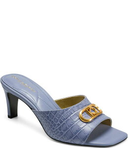 _iL fB[X V[Y T_ vg S Donna Karan Byrony Mid Croco Print Logo Ornament Dress Slide Sandals Tempest