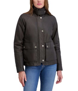 �P���W�[ ���f�B�[�X �A�E�^�[ �R�[�g �R�[�f�����C �R�b�g�� Kensie Waxed Cotton Corduroy Collar Long Sleeves Gold Accent Water Resistant Snap Front Peacoat Chocolate �`���R���[�g