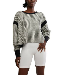 �t���[�s�[�v�� ���f�B�[�X �g�b�v�X T�V���c Free People FP Movement My Time Reversible Textured Scoop Neck Long Sleeve Tee Black White Combo �z���C�g