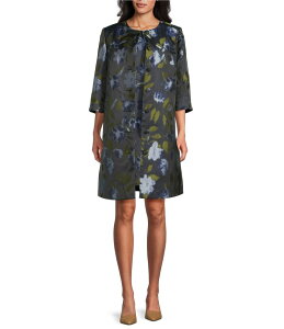 vXgAh[N fB[X AE^[ R[g t[ t[ WPbg Preston & York Belinda Round Neckline Floral Jacket Brush Blue u[