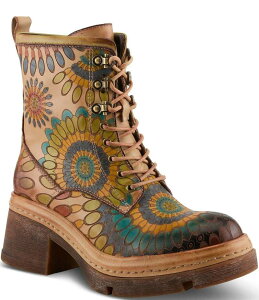 eBXe fB[X V[Y u[cECu[c t[ u[c U[ t[ L'ARTISTE Carnivale Leather Hand Painted Floral Booties Beige Multi x[W