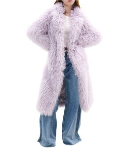 �A�U���A ���� ���f�B�[�X �A�E�^�[ �R�[�g �}�L�V Azalea Wang Delfina Lilac Faux Fur Shawl Collar Long Sleeve Maxi Coat Lilac ���C���b�N