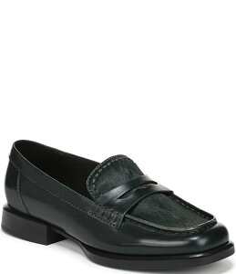 i`CU[ fB[X V[Y pvX U[ [t@[ Naturalizer Haven Leather and Calf Hair Penny Loafers Dark Green O[