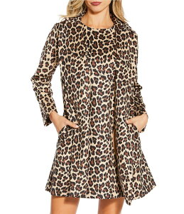 W[hR[i[ fB[X AE^[ R[g vg XG[h Jude Connally Emma Faux Suede Leopard Print Shawl Collar Long Sleeve Coat Large Leopard Brown uE