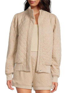 G[uYG[ fB[X AE^[ R[g LeBO WPbg A Loves A Quilted Mandarin Collar Long Sleeve Zip Front Bomber Jacket Oat