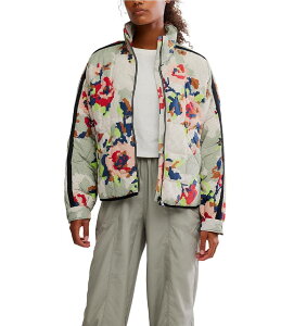 t[s[v fB[X AE^[ R[g t[ vg LeBO t[ WPbg Free People FP Movement Pippa Packable Floral Printed Collared Long Sleeve Quilted Puffer Jacket Cross Stitch Floral