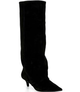 XeB[u }f fB[X V[Y u[cECu[c XG[h u[c q[ Steve Madden Luca Suede Cuffed Kitten Heel Boots Black ubN