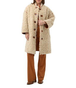 g[i^[N fB[X AE^[ R[g XG[h Trina Turk Spartan Reversible Faux Fur Suede Stand Collar Long Sleeve Coat Amber/Poplar Ao[