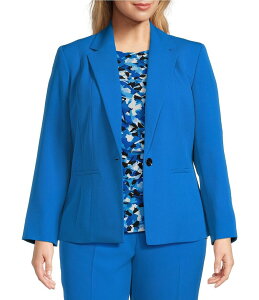 �J�X�p�[�� ���f�B�[�X �A�E�^�[ �R�[�g �N���[�v �v���X�T�C�Y �u���U�[ Kasper Plus Size Stretch Crepe Notch Lapel Collar Welt Pocketed One Button Front Blazer Riviera