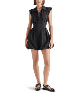 �X�e�B�[�u �}�f�� ���f�B�[�X �g�b�v�X �V���c �~�j�����s�[�X �~�j �L���b�v Steve Madden Dyanne Point Collar Neck Cap Sleeve Zip Front Bubble Hem Mini Dress Black �u���b�N