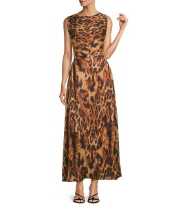 AgjI [j fB[X gbvX s[X Leopard Antonio Melani Kristen Leopard Print Boat Neck Sleeveless Blouson Dress