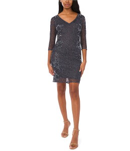 �s�T�b���i�C�c ���f�B�[�X �g�b�v�X �����s�[�X V�l�b�N �t�����[�� �t�����[ Pisarro Nights V-Neck Floral Beaded 3/4 Sleeve Dress Slate �X���[�g