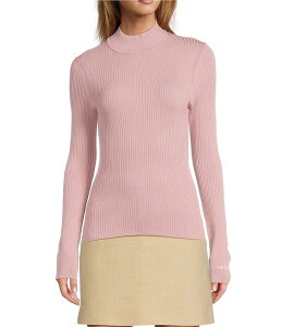 �^���W���[���� ���f�B�[�X �g�b�v�X �V���c ���b�N�l�b�N ���u �j�b�g Tara Jarmon Prudie Ribbed Knit Mock Neck Long Sleeve Top Blush �u���b�V��