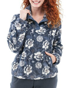 �A�x���`���� ���f�B�[�X �A�E�^�[ �j�b�g�E�Z�[�^�[ �v�����g �t���[�X Aventura Equinox Allover Print Pile Fleece Stand Collar Snap Front Pullover Grey Ice �O���[