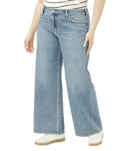 �V���o�[ �W�[���Y ���f�B�[�X �{�g���X �f�j���p���c ���C�h���b�O �v���X�T�C�Y Silver Jeans Co. Plus Size Suki Mid Rise Wide Leg Jeans Weston