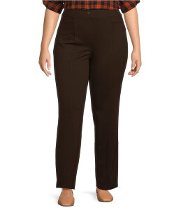 �C���g�� ���f�B�[�X �{�g���X �J�W���A���p���c �X�g���[�g �v���X�T�C�Y �p���c �j�b�g Intro Plus Size Bella Solid Double Knit Slim Hem Straight Leg Pants Espresso Roast