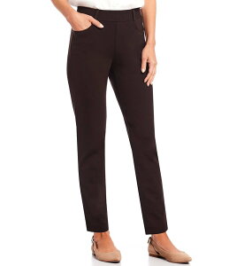 �C���g�� ���f�B�[�X �{�g���X �J�W���A���p���c �X�g���[�g �v�` �p���c �j�b�g Intro Petite Size Stella Double Knit Slim Straight Leg Pull-On Pants Dark Chocolate �`���R���[�g